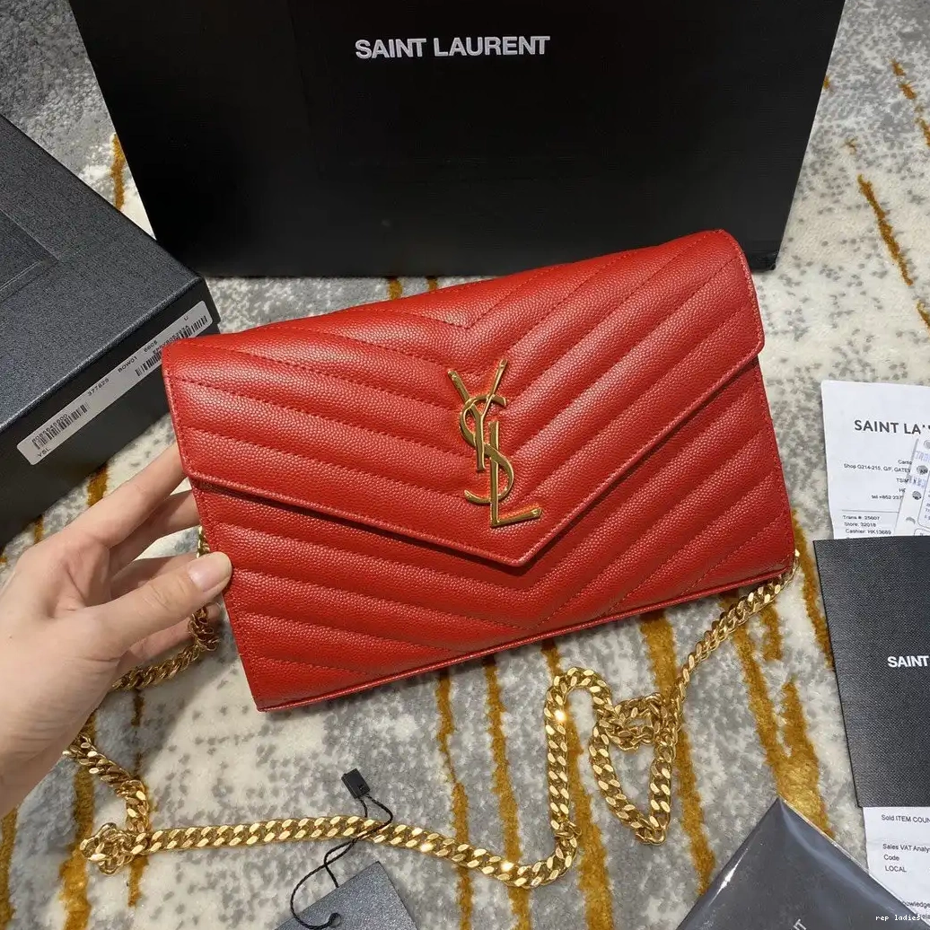 Repzbay REP MATELASSÉ CHAIN CASSANDRE WALLET YSL 0507